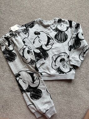 H&M Gray & Black Mickey Mouse Kids Matching Set